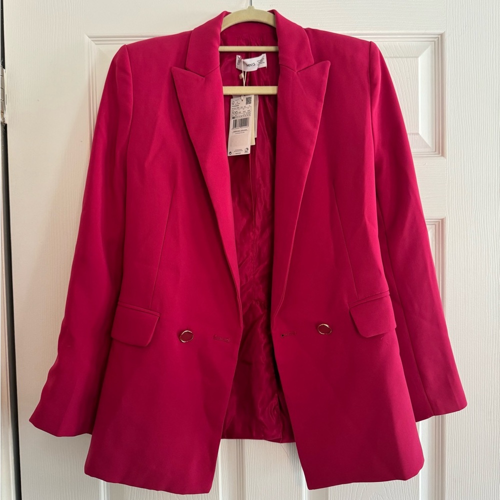 Mango Pink Double-breasted Blazer